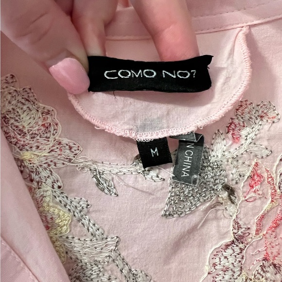 Pink embroidered button down shirt - Picture 5 of 10